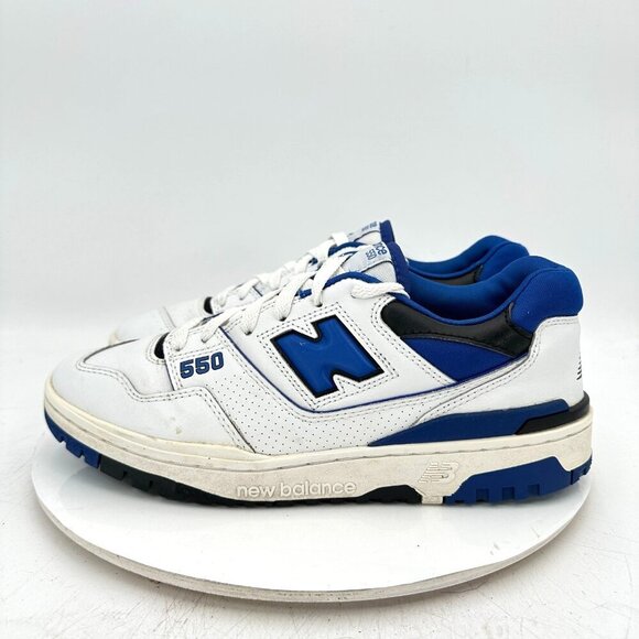 New Balance 550 Men Size 9.5D BB550SN1 White Team Royal Blue Training Shoes - Picture 1 of 11